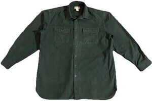 L.L.Bean Button Up Shirt Mens XL Tall Green Cotton Long Sleeve Outdoor Workwear